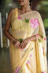 Dira By Dimple - Sunlit Brushstrokes (Hand Painted Pastel Chiffon Saree)