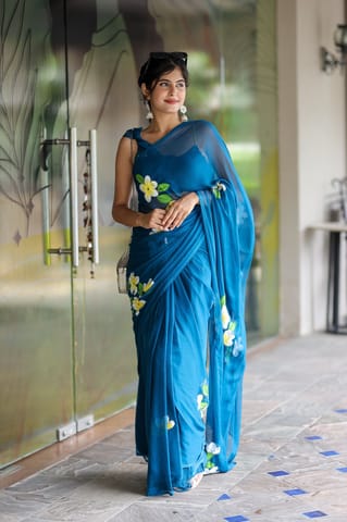 Dira By Dimple - Luminous Kaleidoscope (Hand Painted Chiffon Saree)