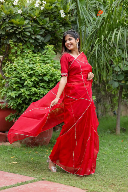 Dira By Dimple - Cherry Blossom Beauty (Organza Gota work Saree)