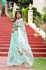 Dira By Dimple - Artistic Garden Whispers (Handpainted Organza Saree)