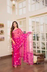 Dira By Dimple - Raspberry Radiance (Chiffon Saree with zari buttis)