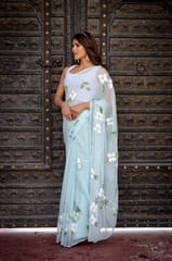 Dira By Dimple - Blue Horizon (Handpainted Chiffon Saree)