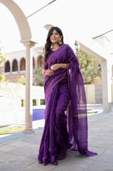 Dira By Dimple - Enchanted Lavender Vision - Block Printed Chanderi Silk Saree