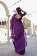 Dira By Dimple - Enchanted Lavender Vision - Block Printed Chanderi Silk Saree