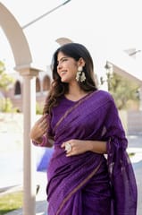 Dira By Dimple - Enchanted Lavender Vision - Block Printed Chanderi Silk Saree