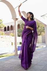 Dira By Dimple - Enchanted Lavender Vision - Block Printed Chanderi Silk Saree