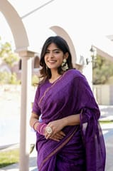 Dira By Dimple - Enchanted Lavender Vision - Block Printed Chanderi Silk Saree