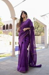 Dira By Dimple - Enchanted Lavender Vision - Block Printed Chanderi Silk Saree