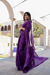 Dira By Dimple - Enchanted Lavender Vision - Block Printed Chanderi Silk Saree