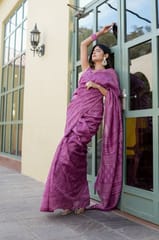 Dira By Dimple - Ethereal Lavender - Chanderi Silk Block Printed Saree