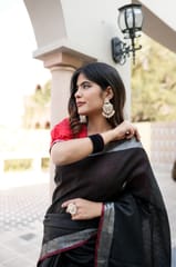 Dira By Dimple - Yarn Dyed Black Linen Saree