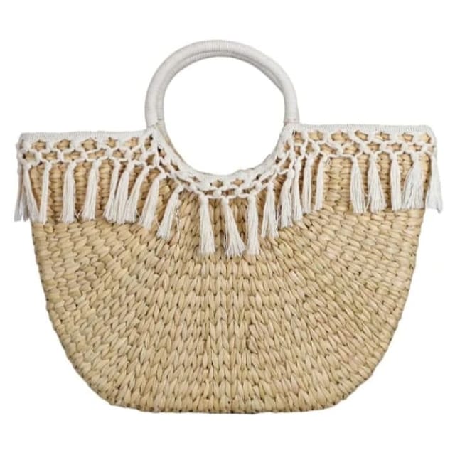 Smitam Lifestyle - Kauna Grass Frilly Boho Beach Bag