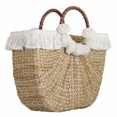 Smitam Lifestyle - Kauna Grass Boho Shopping Bag with Pompom