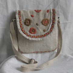 Kritenya - Small Linen Cotton Sling Bag In Natural