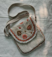 Kritenya - Small Linen Cotton Sling Bag In Natural