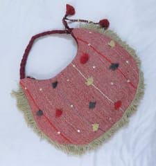 Kritenya - Linen Cotton Maroon Bag With Handwork