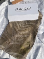 Kokikar - Ferns & Rose Silk Scarf | 100% Pure Silk | Sustainable Clothing | All Season Scarf for Women and Girls | Skin Safe Clothing | Plant Dyed Premium Quality | No chemical Eco-printed| Hand Made Craft | Made in India