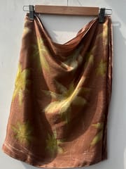 Kokikar - Kattha Brown Silk Scarf | 100% Pure Silk | Sustainable Clothing | All Season Scarf for Women and Girls | Skin Safe Clothing | Plant Dyed Premium Quality | No chemical Eco-printed| Hand Made Craft | Made in India