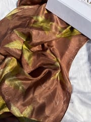 Kokikar - Kattha Brown Silk Scarf | 100% Pure Silk | Sustainable Clothing | All Season Scarf for Women and Girls | Skin Safe Clothing | Plant Dyed Premium Quality | No chemical Eco-printed| Hand Made Craft | Made in India