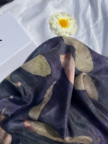 Kokikar - Ocean Pure Silk Scarf| 100% Pure Silk | Sustainable Clothing | All Season Scarf for Women and Girls | Skin Safe Clothing | Plant Dyed Premium Quality | No chemical Eco-printed| Hand Made Craft | Made in India