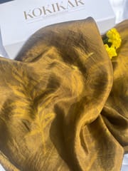 Kokikar - Golden Sheen Pure Silk Scarf| 100% Pure Silk | Sustainable Clothing | All Season Scarf for Women and Girls | Skin Safe Clothing | Plant Dyed Premium Quality | No chemical Eco-printed| Hand Made Craft | Made in India