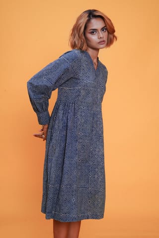 Inkriti - Hand Block Printed Clear Sky Timeless Dress