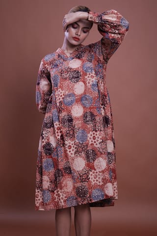 Inkriti - Hand Block Printed Alizarine Timeless dress