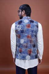 Inkriti - Hand Block Printed Indigo Nehru Jacket