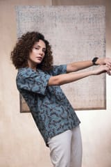 Inkriti - Hand Block Printed Ajrakh Brushstroked Holiday formal