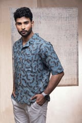 Inkriti - Hand Block Printed Ajrakh Brushstroked Holiday formal