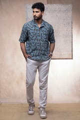 Inkriti - Hand Block Printed Ajrakh Brushstroked Holiday formal