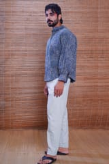 Inkriti - Hand Block Printed Ajrakh Silver Lining Jaapani Kimono