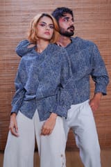 Inkriti - Hand Block Printed Ajrakh Silver Lining Jaapani Kimono