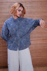 Inkriti - Hand Block Printed Ajrakh Silver Lining Jaapani Kimono