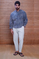 Inkriti - Hand Block Printed Ajrakh Silver Lining Jaapani Kimono