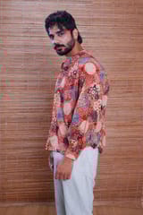 Inkriti - Hand Block Printed Ajrakh Alizarine Jaapani Kimono