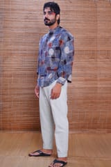 Inkriti - Hand Block Printed Ajrakh Indigo Jaapani Kimono