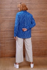 Inkriti - Cotton Bandhani Indigo Grooves Everywhere Shirt
