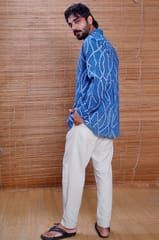 Inkriti - Cotton Bandhani Indigo Grooves Everywhere Shirt