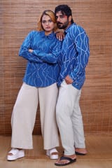 Inkriti - Cotton Bandhani Indigo Grooves Everywhere Shirt