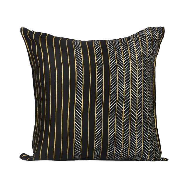 Guthali -Handpainted Black Cushion Cover