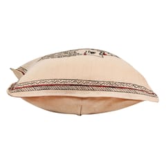 Guthali -Handpainted Rajasthani Cushion Cover In Beige
