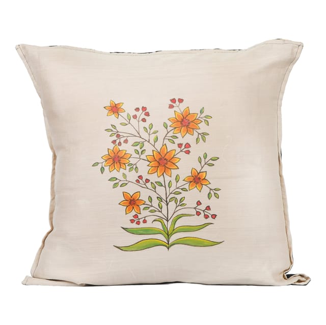Guthali -Mughal Sunflower Handpainted Cushion Cover