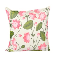 Guthali -Pichwai Lotus Handpainted Cushion Cover