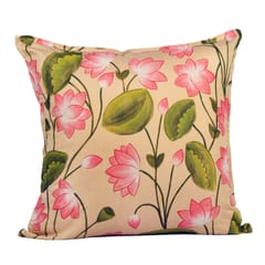 Guthali -Pichwai Lotus Handpainted Cushion Cover