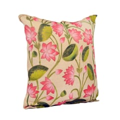 Guthali -Pichwai Lotus Handpainted Cushion Cover