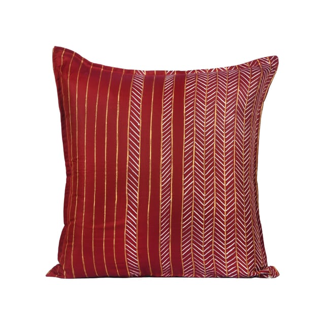 Guthali -Handpainted Red Cushion Cover