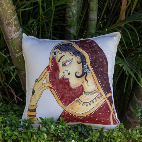 Mughal Rani Hand Painted Cushion Cover