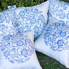 Guthali -Snowy Blue Pottery Cushion Cover Set of 5