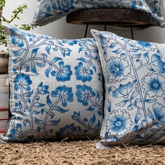 Guthali -Blue Pottery Grey Cushion Cover Set of 5